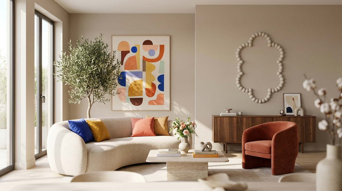Marlow sierlijst in een woonkamer met kleuraccenten